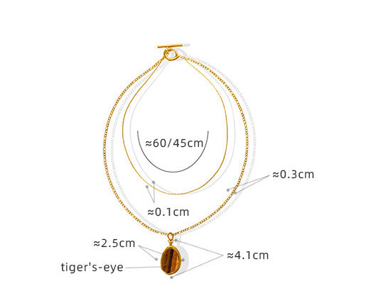 Natural Tigereye Double-layer Necklace Temperamental Cold Style Accessories For Women