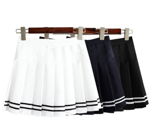 College Style Sweet And High-waist Pleated Skirt