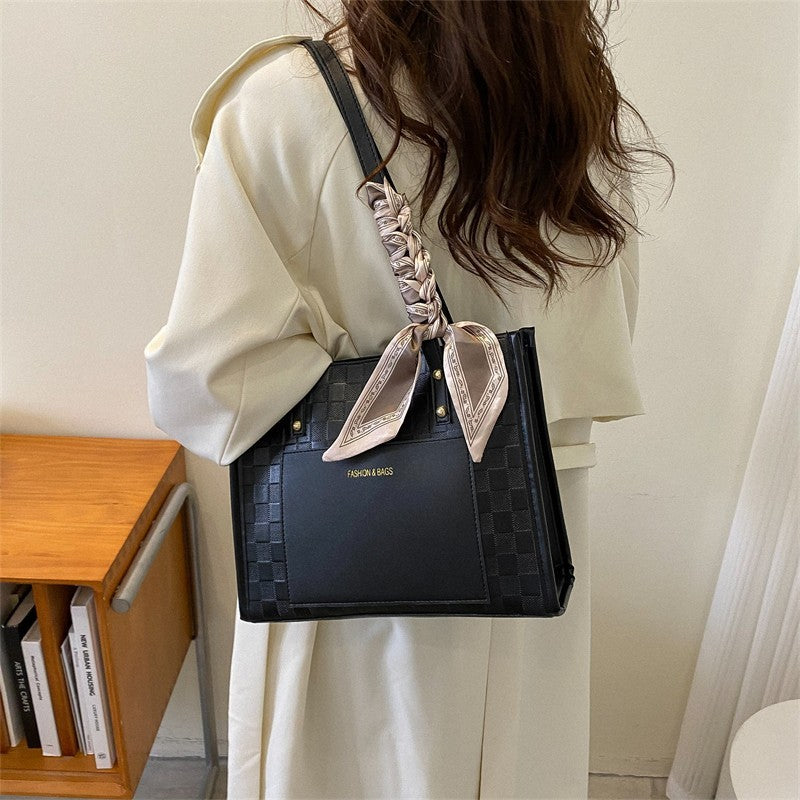 Contrast Color One Shoulder Underarm Tote Big Bag Korean Style Fashion Crossbody