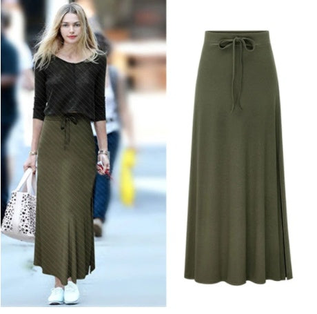 Mid-length lace-up hip skirt split skirt