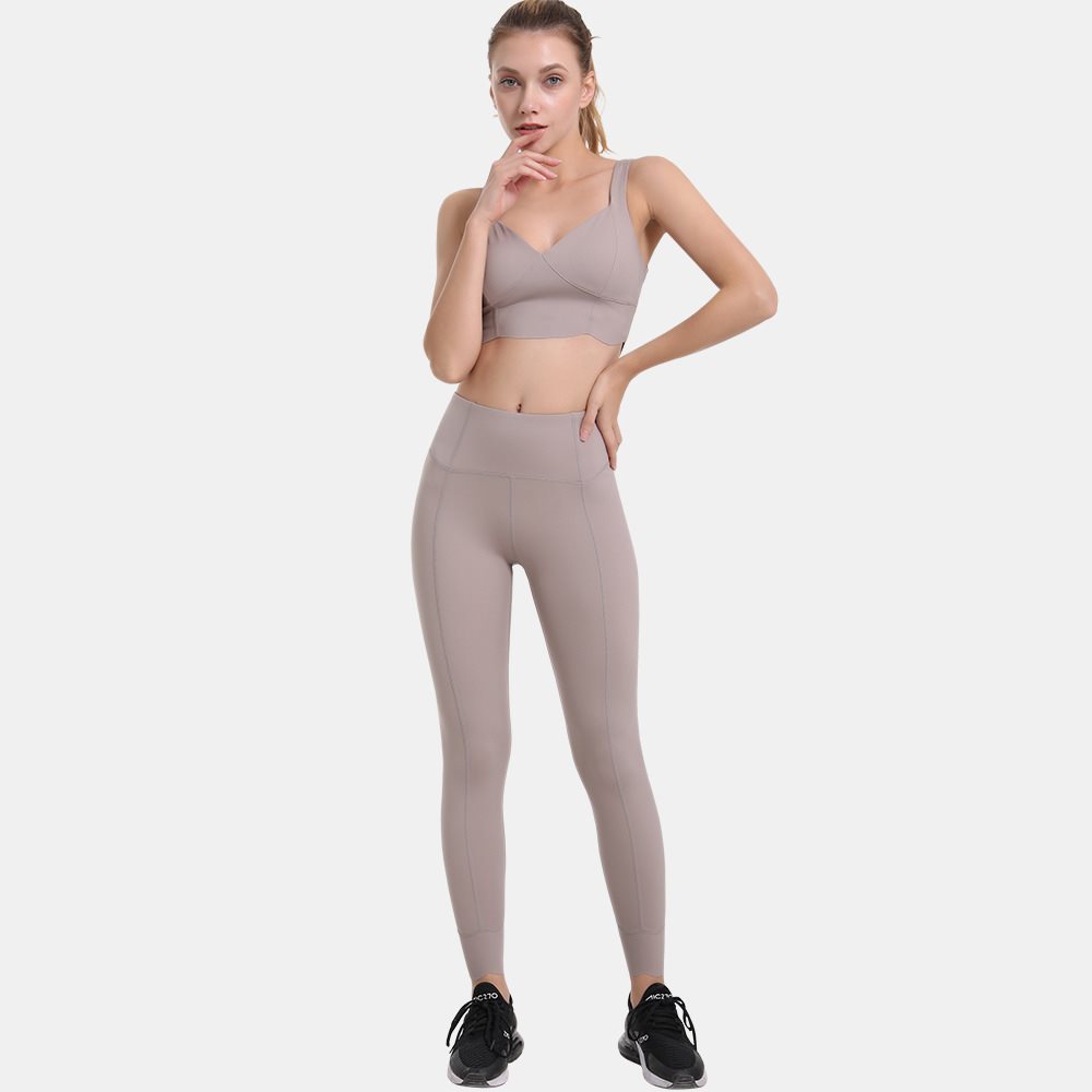 nude two-sided nylon fitness suit