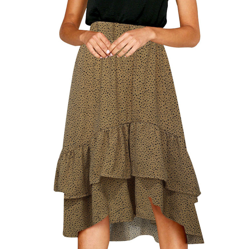 Spotted pleated wavy skirt