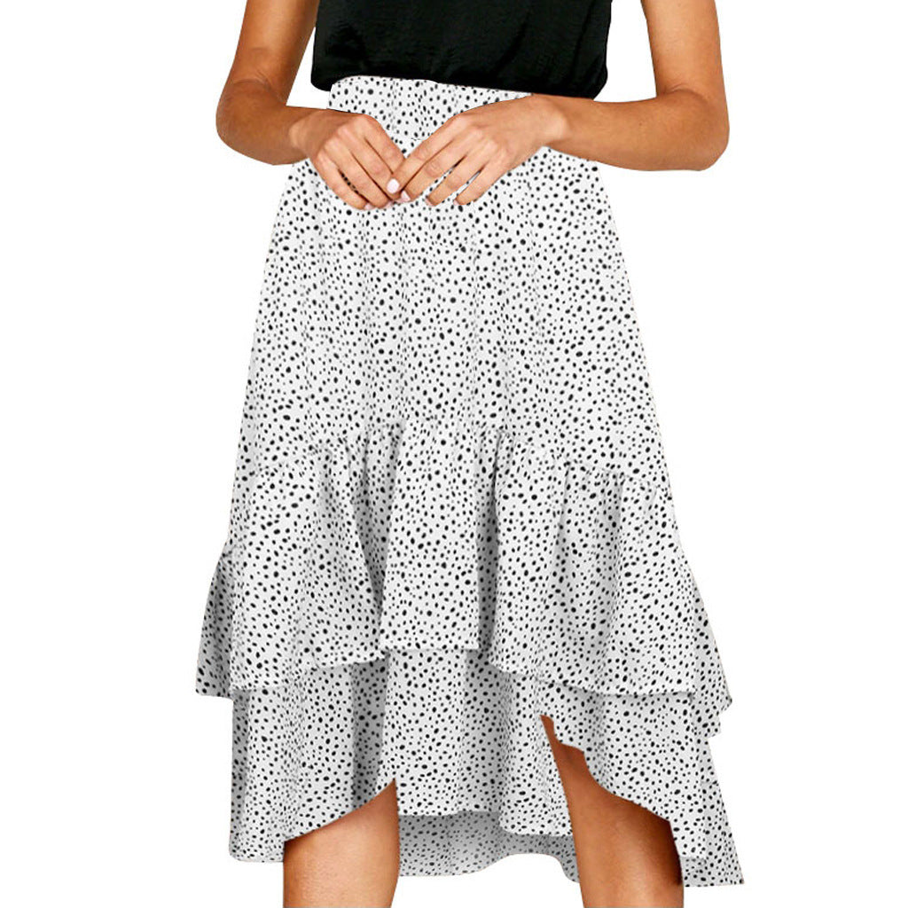 Spotted pleated wavy skirt