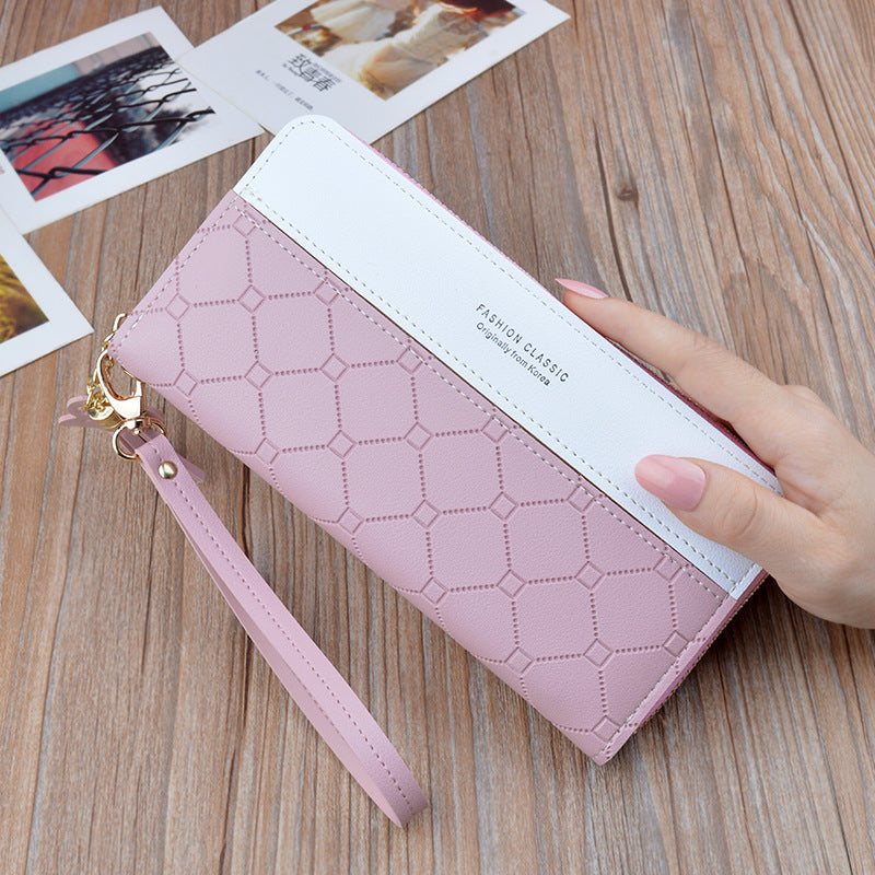 Ladies In Hand Long Zipper Tassel Stitching Embossed Large-capacity Wallet