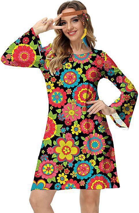 Vintage Hippie Clothing Print Women Dress