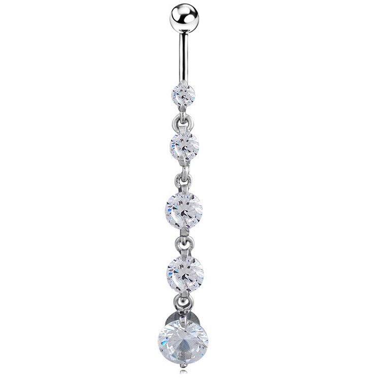 Crystal Button Ring Heart Belly Piercing