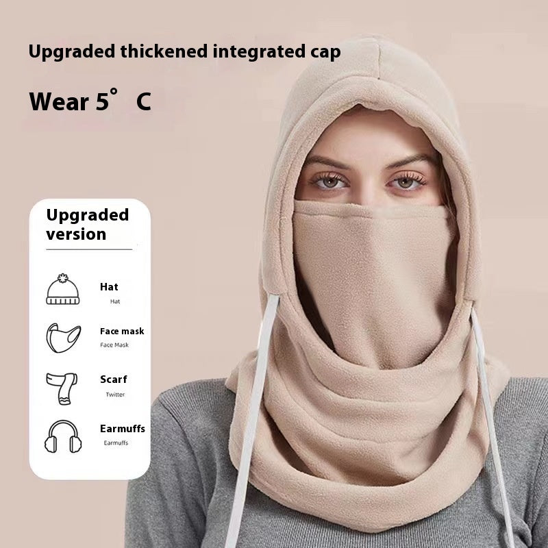 Women's Winter Scarf Mask Integrated Warm Hat