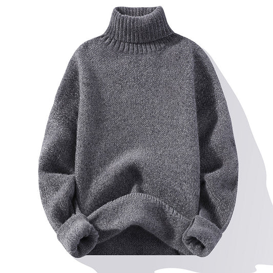 Autumn And Winter Thickened Mink-like Wool Korean Style Trendy Solid Color Casual Turtleneck Knitwear Sweater