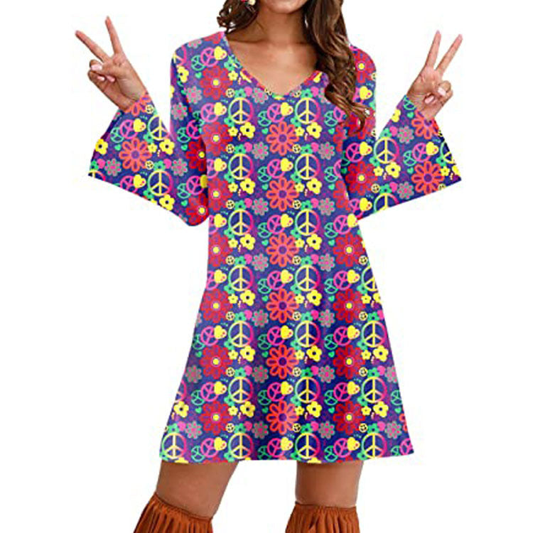 Hippie Clothing Print Dress Women