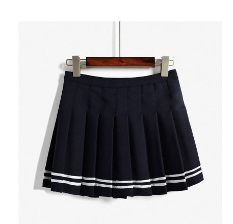 College Style Sweet And High-waist Pleated Skirt