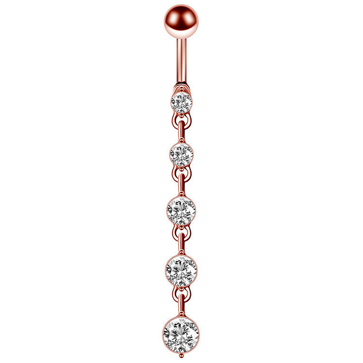 Crystal Button Ring Heart Belly Piercing