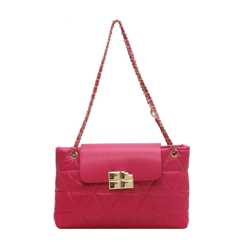 One Shoulder Crossbody Casual Candy Color Embroidery Line Small Square Bag