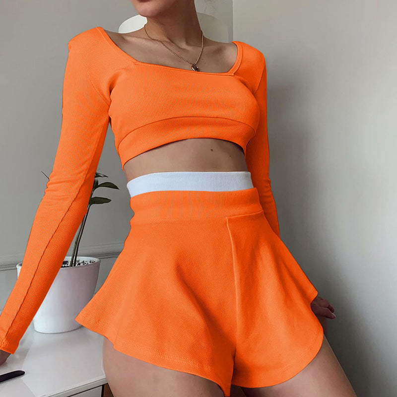 Fashion Sports Women's Clothing Contrast Color Fit Suit