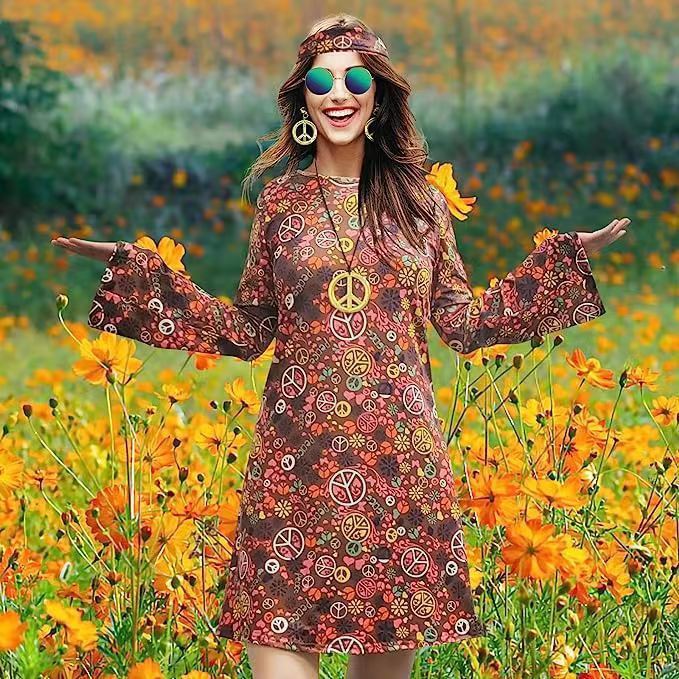 Vintage Hippie Clothing Print Women Dress