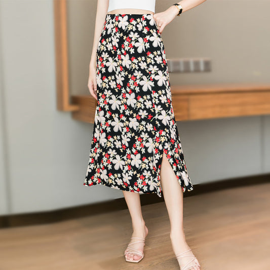 Women's Narrow Dress Color Chiffon Skirt